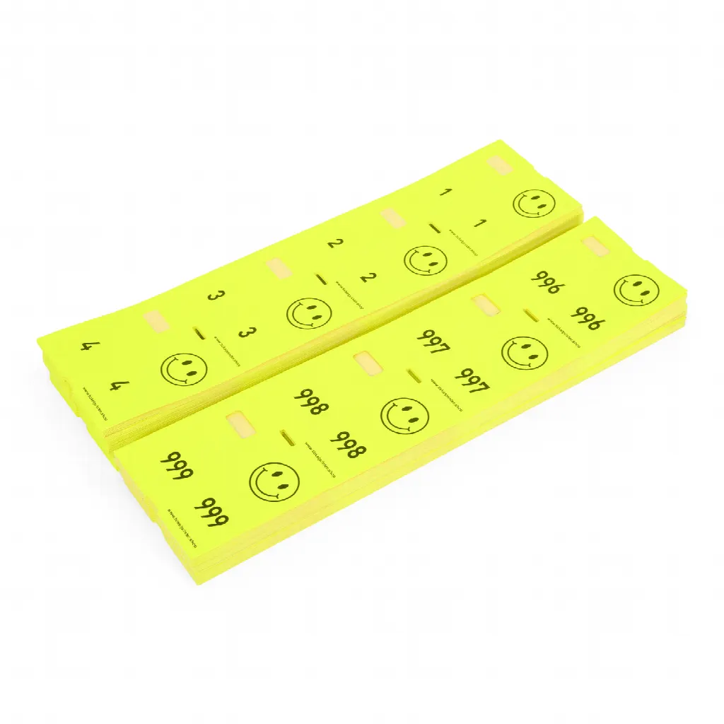 1000 numéros de garde-robe pré-imprimés, jaune fluo