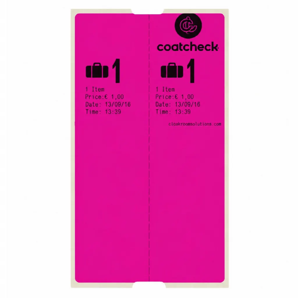 Etichette per bagagli CoatCheck, 14×160 biglietti, rosa