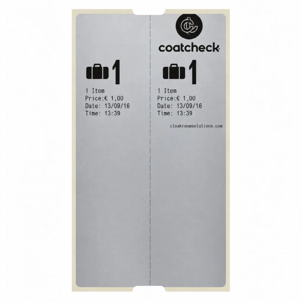 Etichette per bagagli CoatCheck, 14×160 biglietti, grigio argento