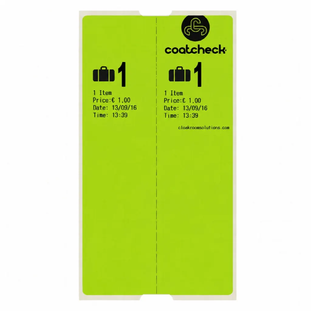 CoatCheck Gepäckanhänger, 14 x 160 Tickets, grün