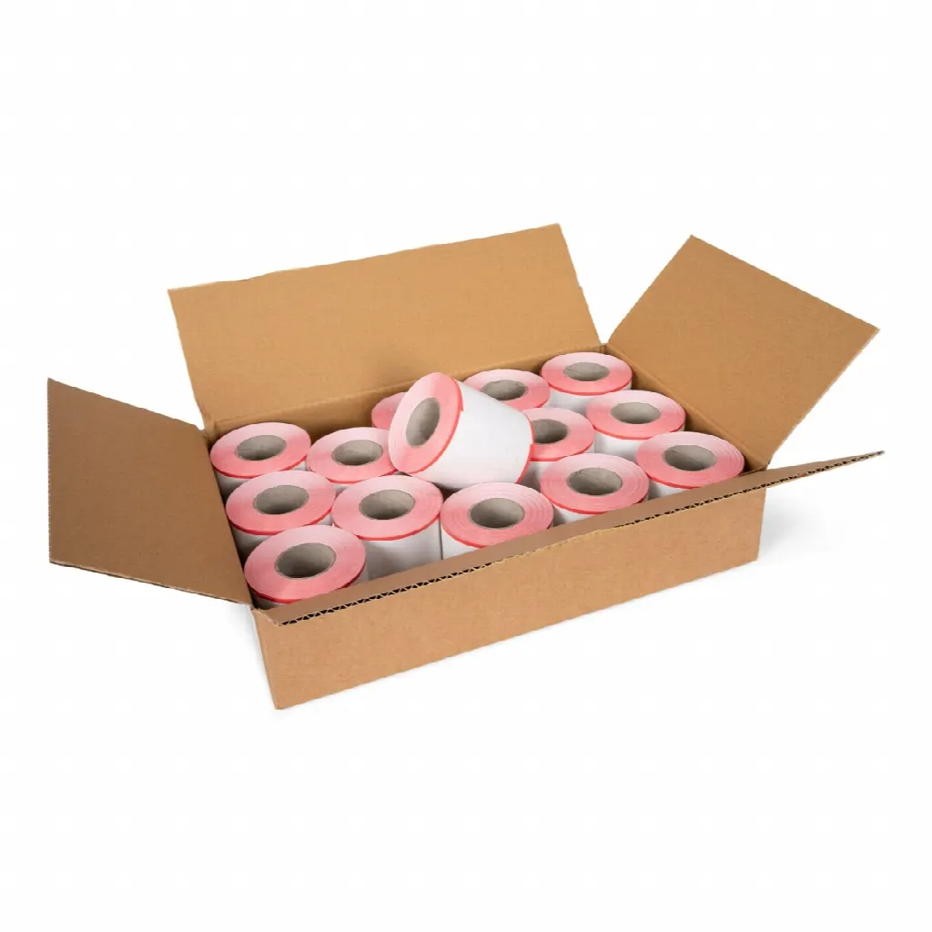 Coatcheck cloakroom tickets, 14 rolls x 325 tickets, white with red