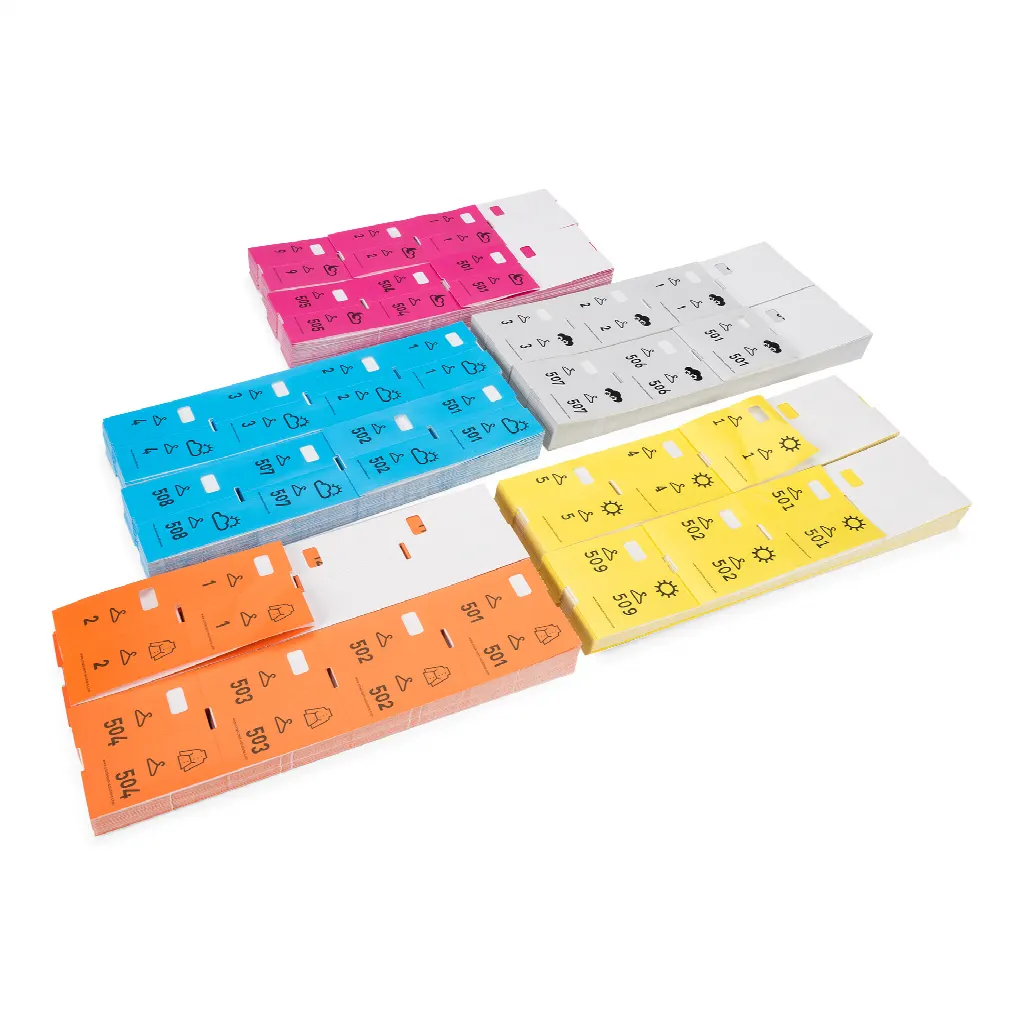 Garderobennummern in 5 Farben kaufen | 5×1000. Angebot: 4000 + 1000 Tickets gratis!