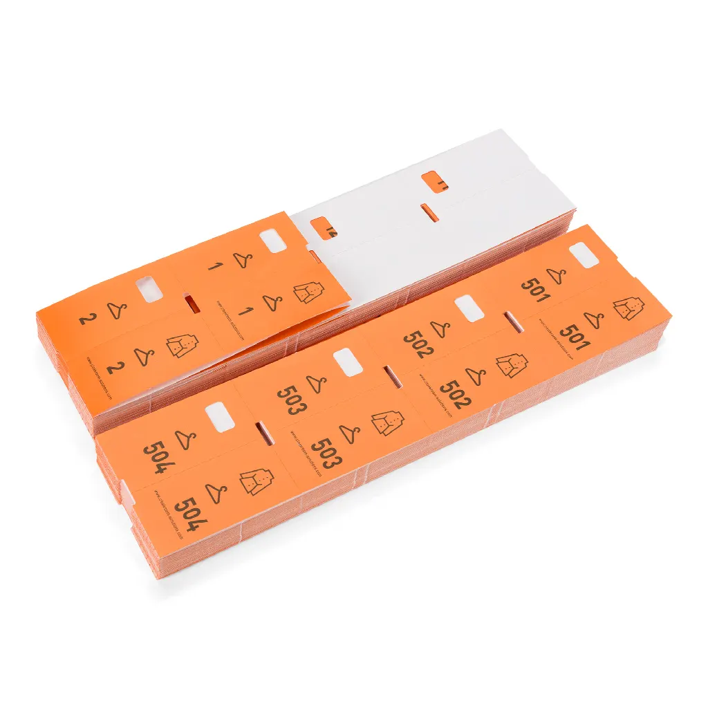 1000 vorbedruckte Garderobetickets, orange