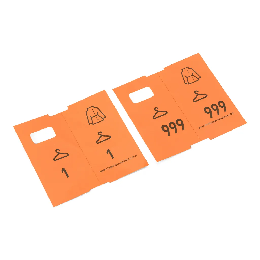 1000 vorbedruckte Garderobetickets, orange